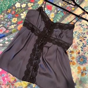 Dark gray w/ Black Lace Trim Top